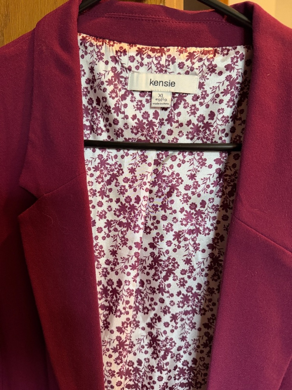 Kensie Wine Plum Blazer with Floral Lining